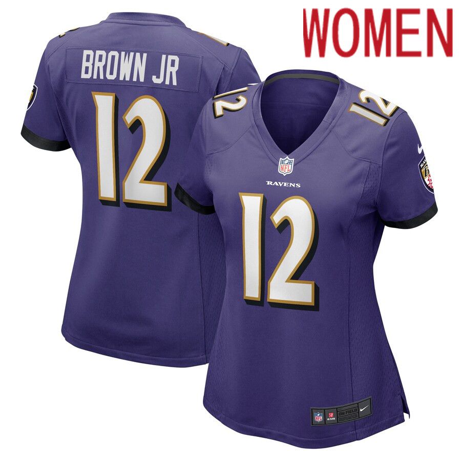 Women Baltimore Ravens #12 Anthony Brown Nike Purple Player Game NFL Jersey->women nfl jersey->Women Jersey